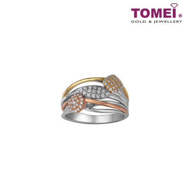 Tri-Tone Trifoliate in Treble Splendour Ring | Love Above All Collection | Tomei White Gold Rose Gold & Yellow Gold 750 (18K) (R4745)