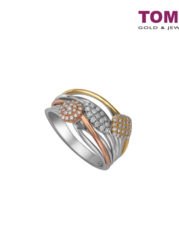 Tri-Tone Trifoliate in Treble Splendour Ring | Love Above All Collection | Tomei White Gold Rose Gold & Yellow Gold 750 (18K) (R4745)