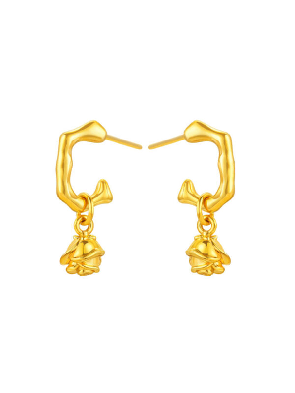 TOMEI X Xifu Rose Series Earrings, Yellow Gold 999 (5D)