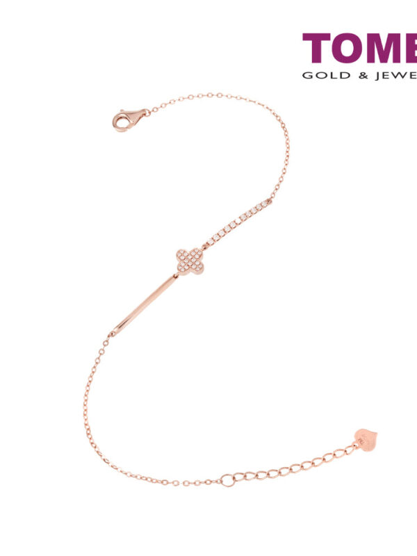 TOMEI Rouge Collection Sparkling Clover Diamond Bracelet, Rose Gold 750