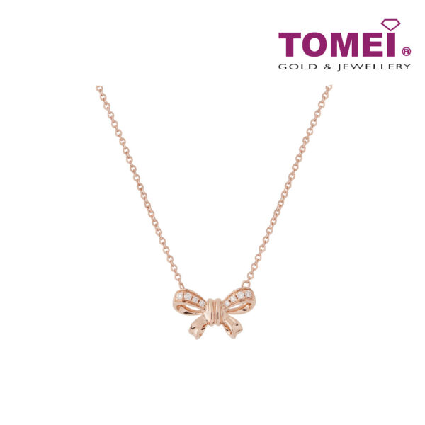 TOMEI Rouge Collection, Ribbon Diamond Necklace, Rose Gold 750