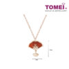 TOMEI Rouge Collection 红玉髓如意结扇子 Carnelian Ruyi Knot Palm Fan Necklace, Rose Gold 750