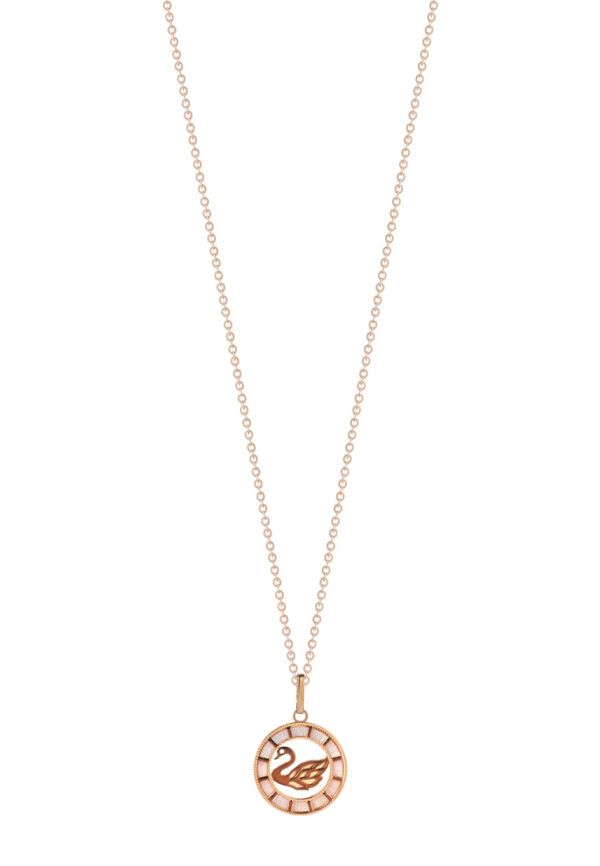TOMEI Rouge Collection Swan Necklace, Rose Gold 750