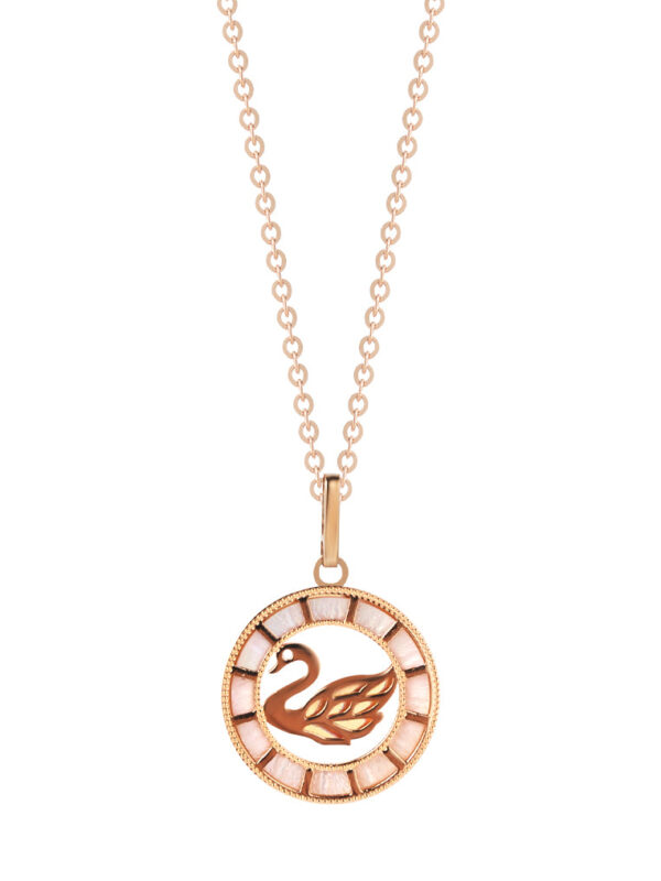 TOMEI Rouge Collection Swan Necklace, Rose Gold 750