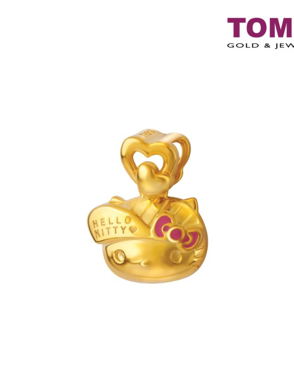 TOMEI x Hello Kitty Golden Prosperity Kitty Pink Bow Pendant, Yellow Gold 916 HK-YG0778P-EC-2.20G)