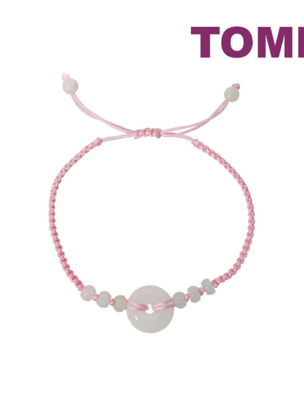 TOMEI [Online Exclusive] Natural Ping-An-Kou Jade with Pink Rope Bracelet