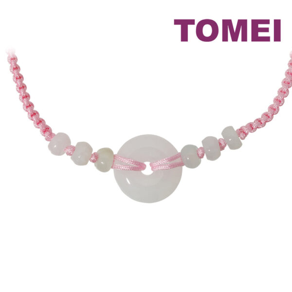 TOMEI [Online Exclusive] Natural Ping-An-Kou Jade with Pink Rope Bracelet