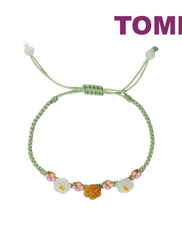TOMEI [Online Exclusive] 有钱花 Flower Jade with Green Rope Bracelet