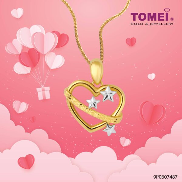 TOMEI Starry Love in Galaxy Pendant, Yellow Gold 916