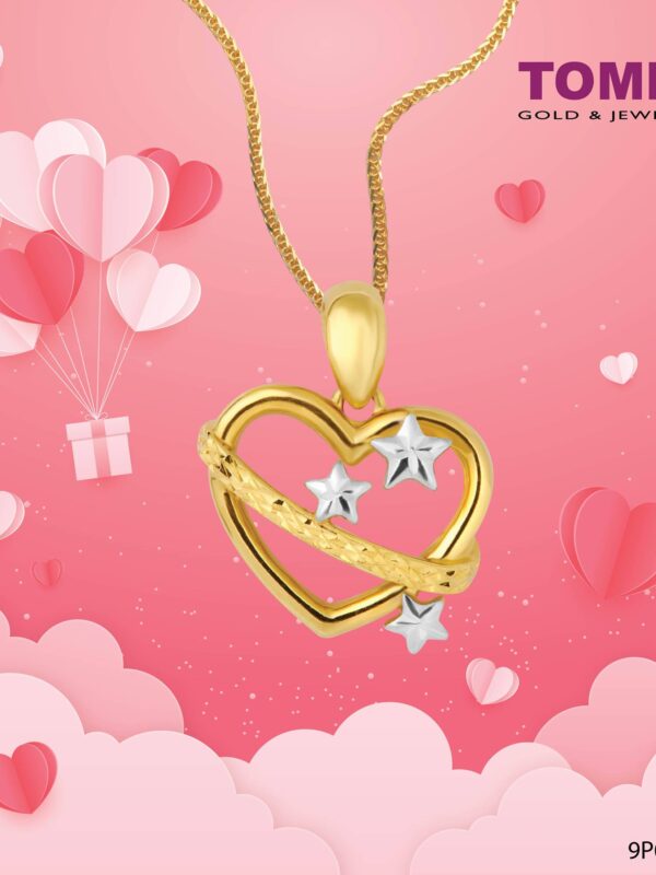 TOMEI Starry Love in Galaxy Pendant, Yellow Gold 916