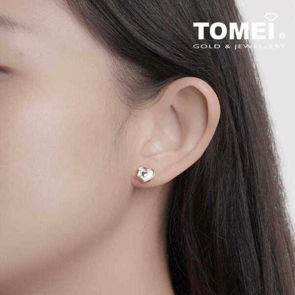 TOMEI Rouge Collection Nacre Love Earrings, Rose Gold 750