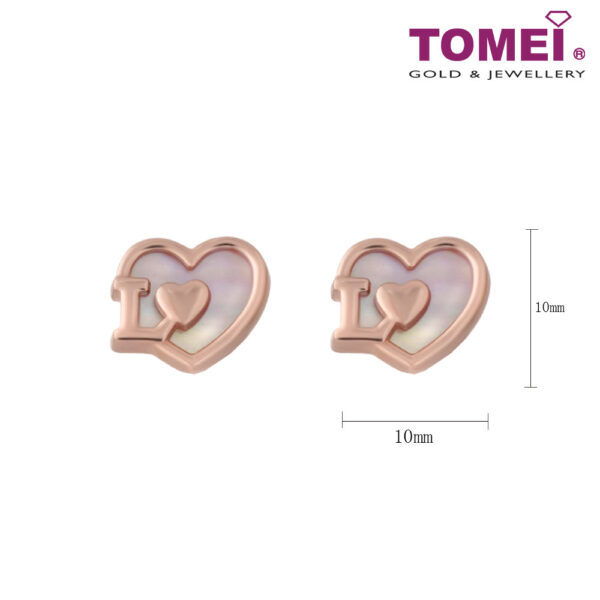 TOMEI Rouge Collection Nacre Love Earrings, Rose Gold 750