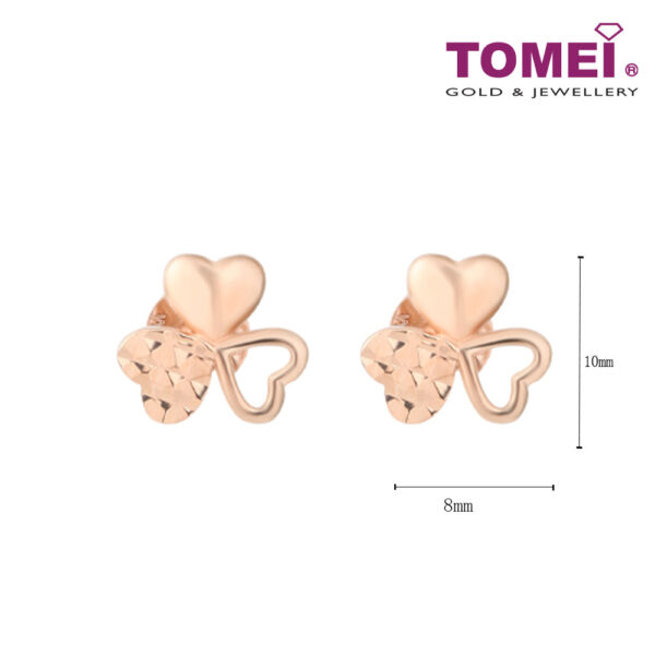 TOMEI Rouge Collection, Three Leaves Clover Earrings, Rose Gold 750