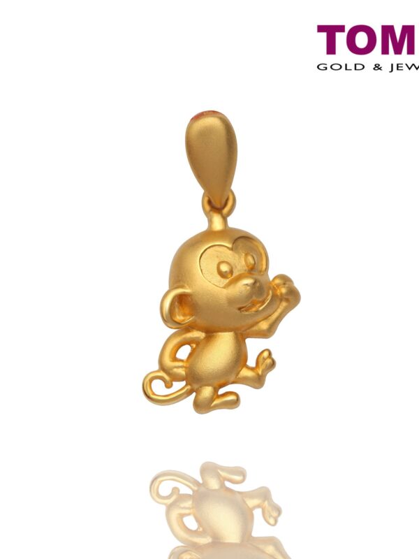 TOMEI Sweet Blessings Monkey Pendant, Yellow Gold 916