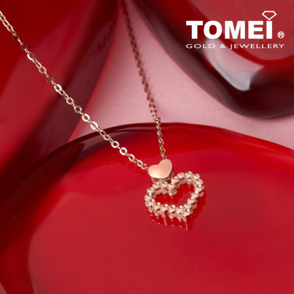 TOMEI Rouge Collection Dual Heart Necklace I Rose Gold 750 (18K)