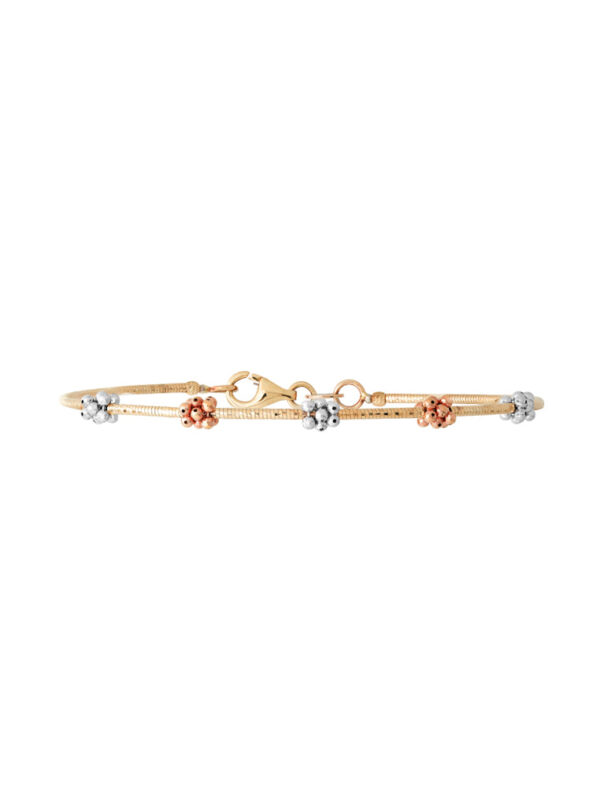 TOMEI Tri-Tones Bead Bunches Bangle, Gold 585
