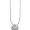 TOMEI Rounded Sparkling Diamond Pendant, White Gold 750