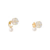 TOMEI Star & Moon Akoya Pearl Tiny Earrings, Yellow Gold 750