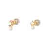 TOMEI Star & Moon Akoya Pearl Tiny Earrings, Yellow Gold 750