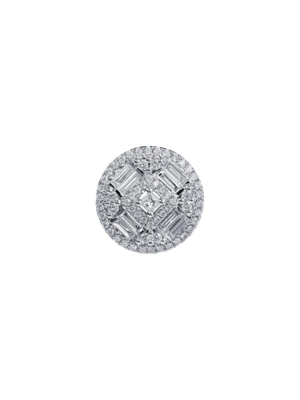 TOMEI Rounded Sparkling Diamond Pendant, White Gold 750