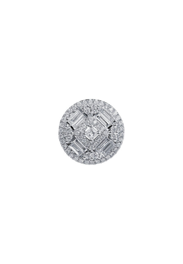 TOMEI Rounded Sparkling Diamond Pendant, White Gold 750