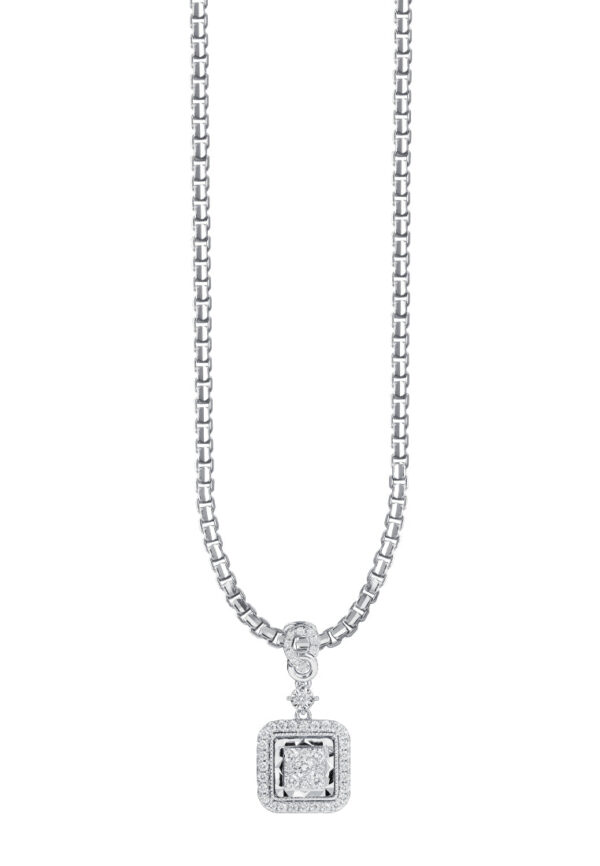 TOMEI Squarish Diamond Pendant, White Gold 750
