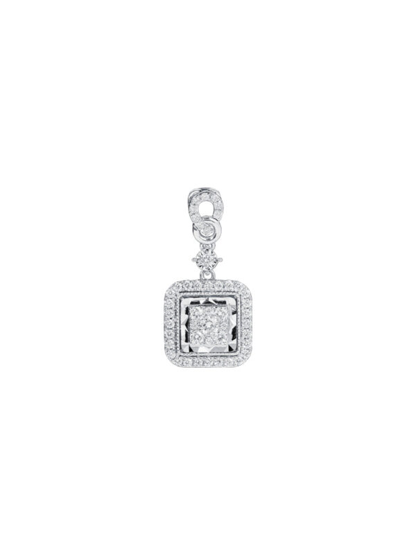 TOMEI Squarish Diamond Pendant, White Gold 750