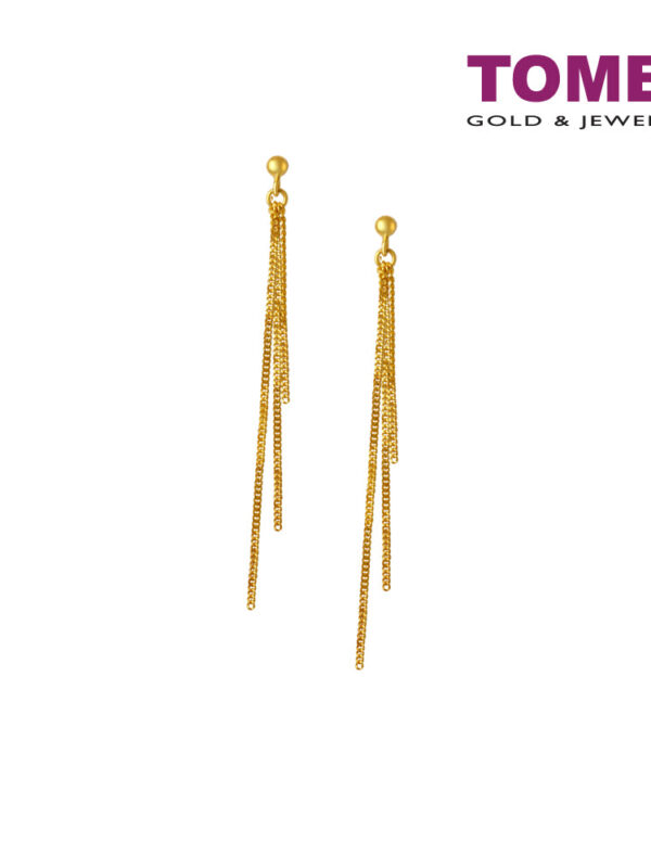 TOMEI Tri-Golden Strands Drop Earrings, Yellow Gold 916