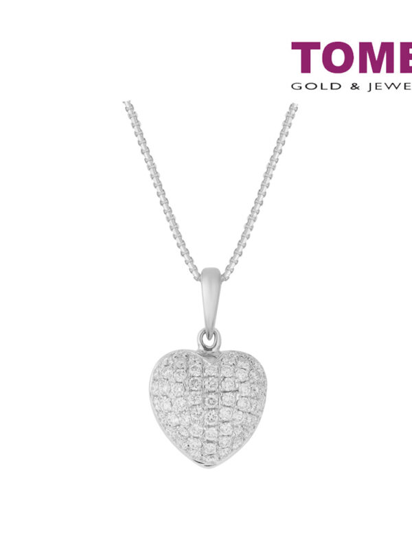 TOMEI Purely Heart Diamond Pendant, White Gold 750