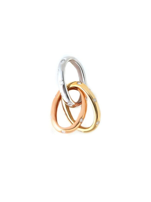 TOMEI Tri-Tone Pendant of Trebly Terrific Trio, Diamond White Gold, Rose Gold & Yellow Gold 750 (P6141)