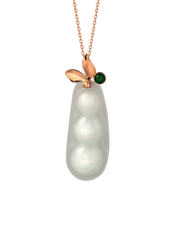 TOMEI Sweet Pea Jadeite Pendant, Rose Gold 750
