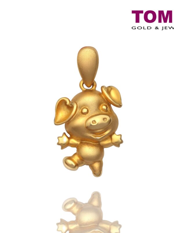 TOMEI Sweet Blessings Pig Pendant, Yellow Gold 916