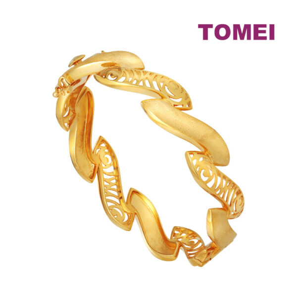 TOMEI Sri Puteri Wavy Bangle, Yellow Gold 916