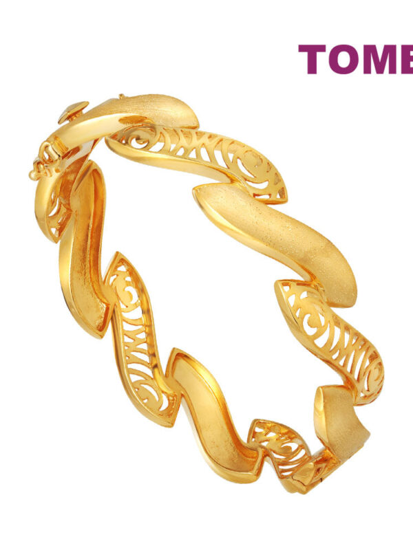 TOMEI Sri Puteri Wavy Bangle, Yellow Gold 916