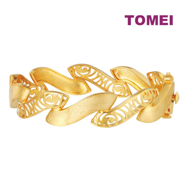 TOMEI Sri Puteri Wavy Bangle, Yellow Gold 916