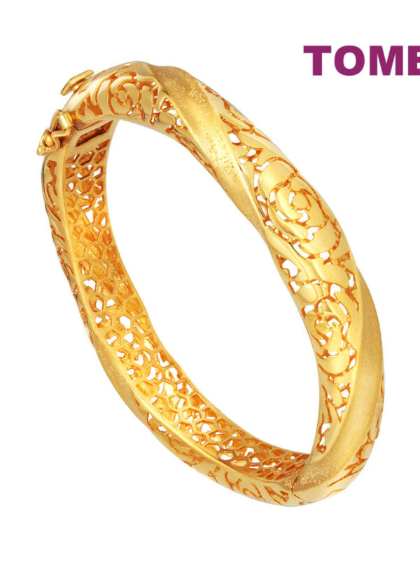 TOMEI Sri Puteri Blossom Bangle, Yellow Gold 916