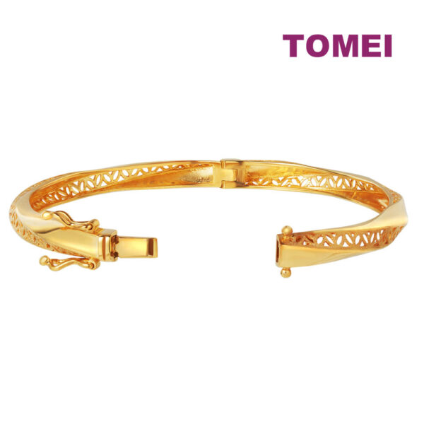 TOMEI Sri Puteri Slender Elegant Bangle, Yellow Gold 916