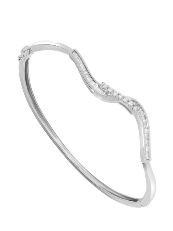 TOMEI Wave Bangle, Diamond White Gold 750