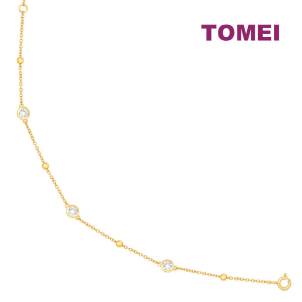 TOMEI [Online Exclusive] Simplicity Twinkling Bracelet, Cubic Zirconia, Yellow Gold 916