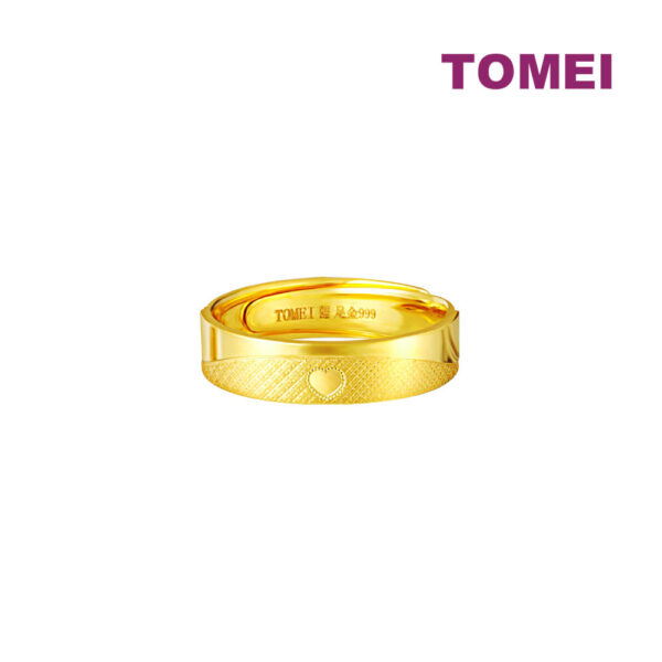 TOMEI X XIFU Heart To Heart Couple Ring For Him, Yellow Gold 999