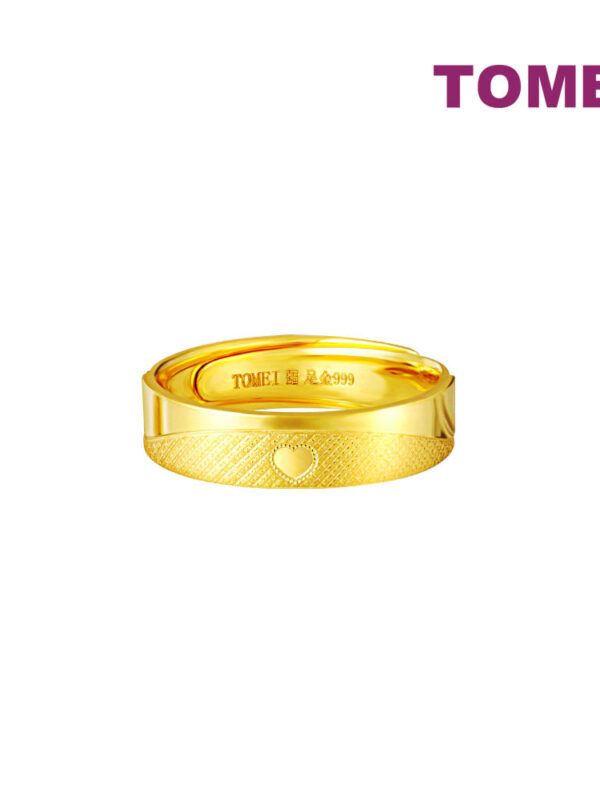 TOMEI X XIFU Heart To Heart Couple Ring For Him, Yellow Gold 999