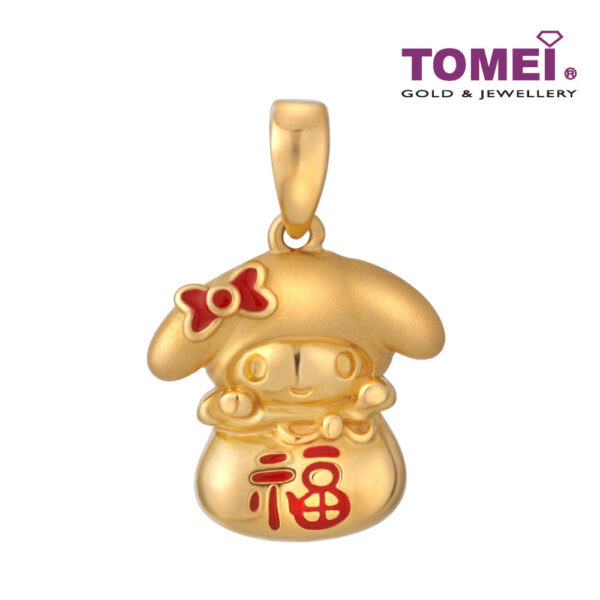 TOMEI x My Melody with Lucky Bag Pendant, Yellow Gold 916