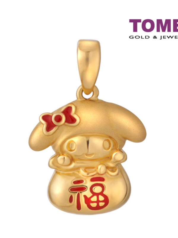 TOMEI x My Melody with Lucky Bag Pendant, Yellow Gold 916