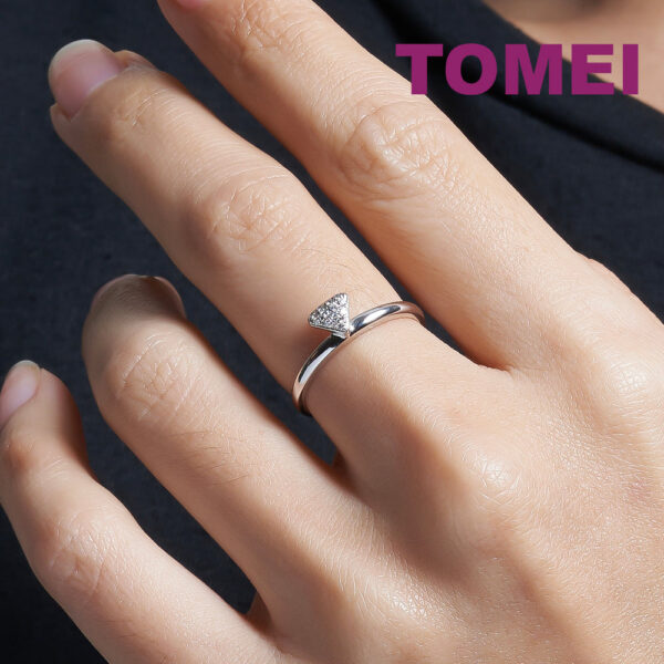 TOMEI [MIX AND MATCH] Diamond Motive Ring, White Gold 375W (R4184)