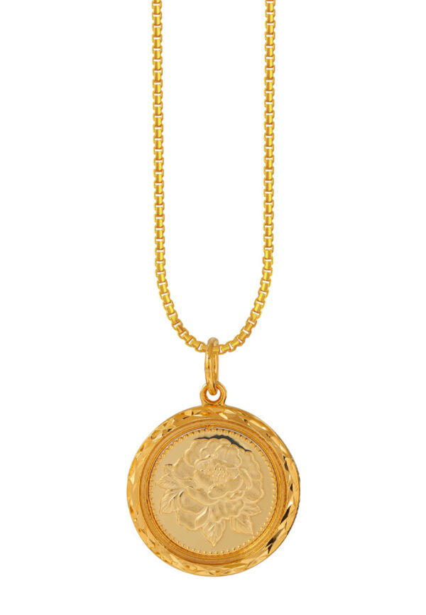 TOMEI [Online Exclusive] Peony Flower Gift Pendant, Plated Yellow Gold