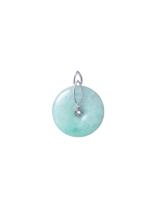 TOMEI Round Jade Pendant, White Gold 750