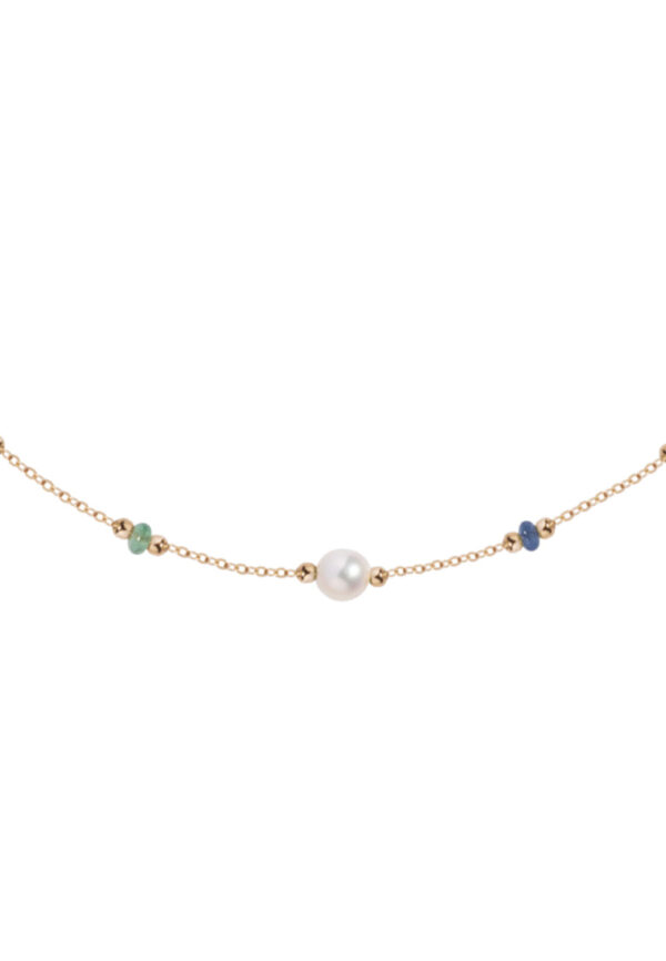 TOMEI Semi Precious Stone With Pearl Bracelet, Yellow Gold 750