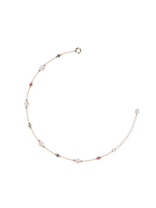 TOMEI Semi Precious Stone With Pearl Bracelet, Yellow Gold 750