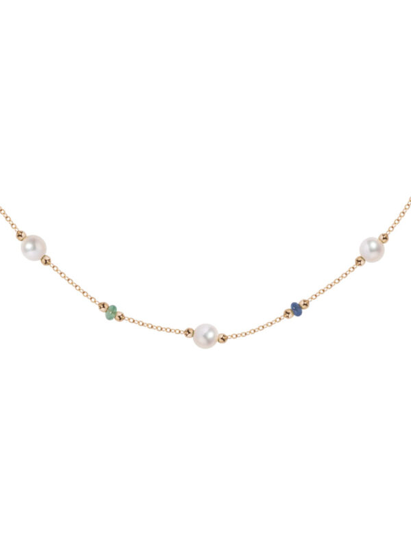 TOMEI Semi Precious Stone With Pearl Necklace, Yellow Gold 750