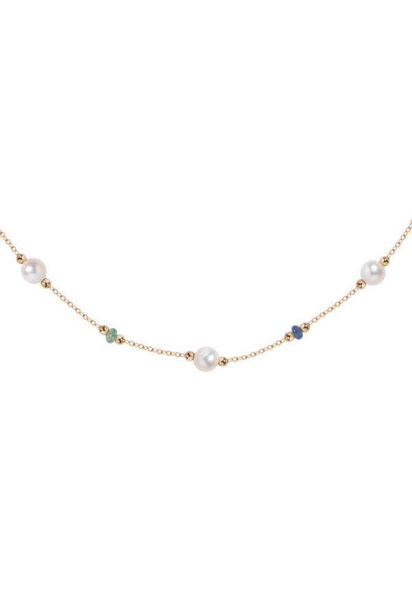 TOMEI Semi Precious Stone With Pearl Necklace, Yellow Gold 750